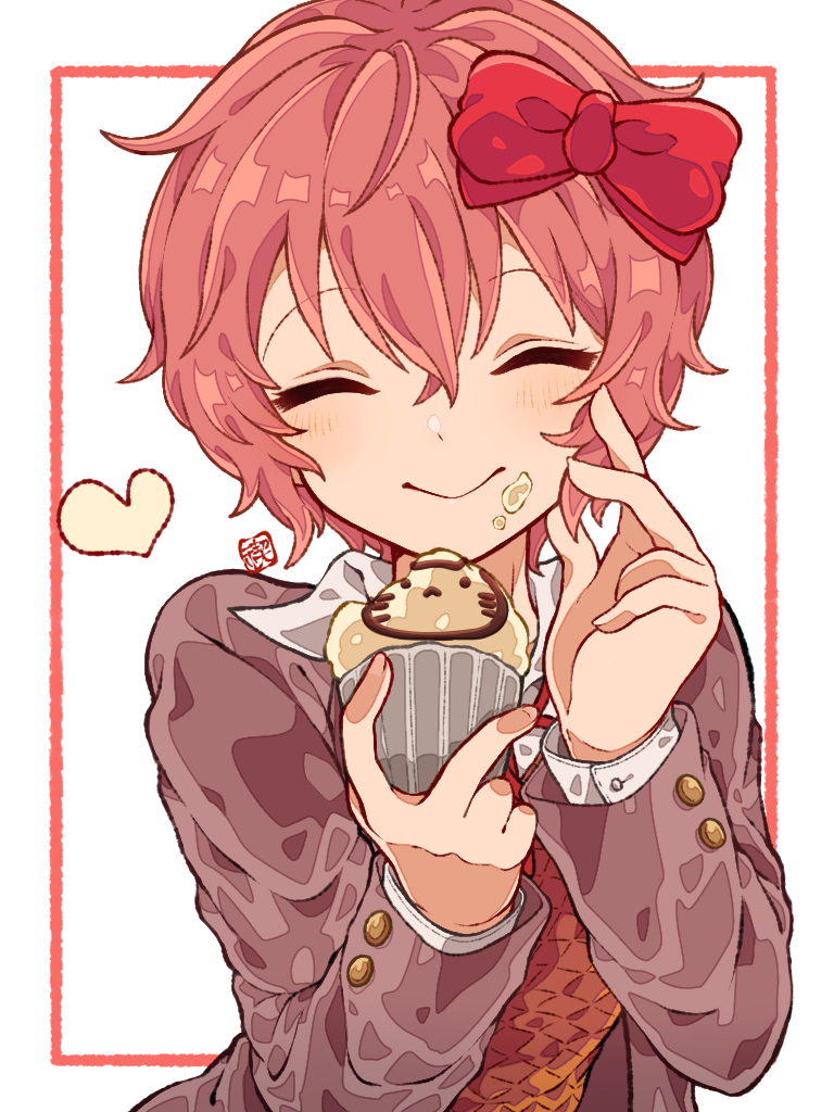 1girl, animal_ears, artist_name, bangs, blazer, blush, border, bow