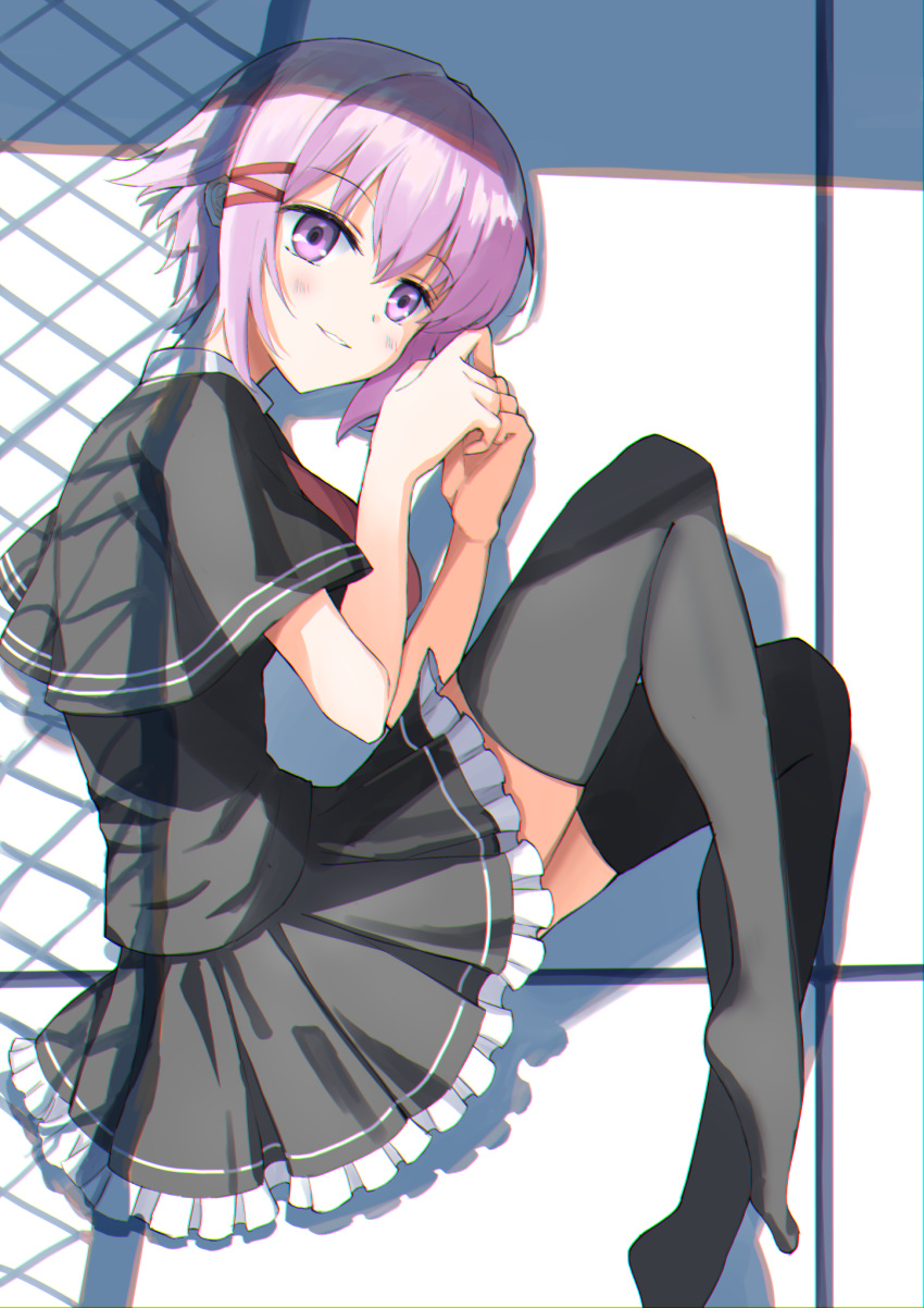 1girl, boukensha_c, capelet, hair_ornament, hairclip, highres, necktie, otonashi_ayana