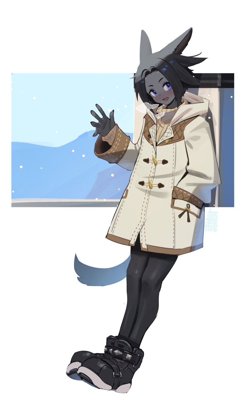 1girl, absurdres, animal_ears, artist_name, avatar_(ff14), black_hair, blue_eyes, breath