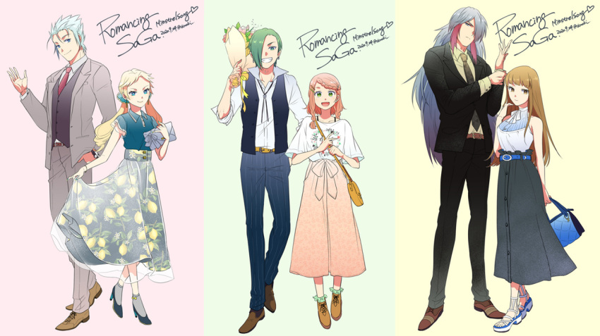 3boys, 3girls, aisha_(saga), belt, blonde_hair, breasts, chimaki_(impressiveanarchy), claudia_(saga)