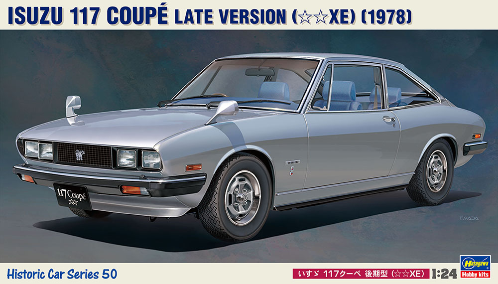 artist_name, box_art, car, copyright_name, ground_vehicle, hasegawa_(hobby_kits), headlight, isuzu_117_coupe
