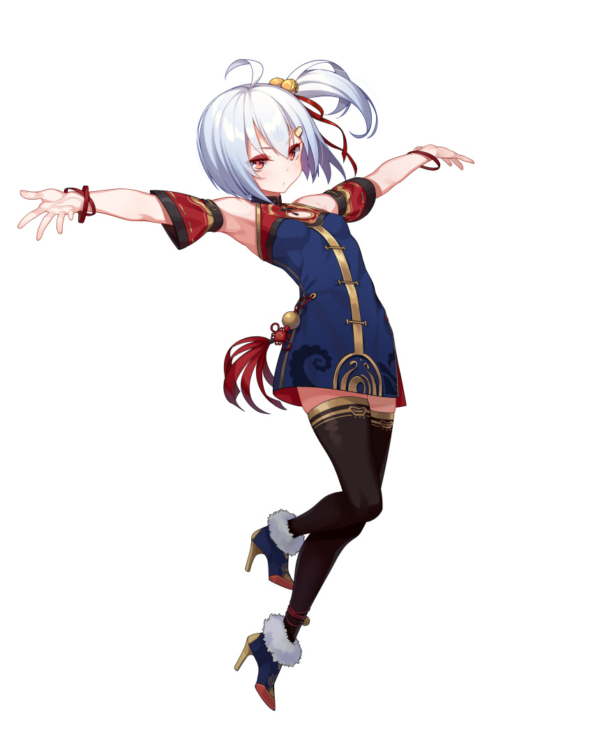 1girl, absurdres, ahoge, ankle_bell, anklet, armpits, bell, bili_girl_33