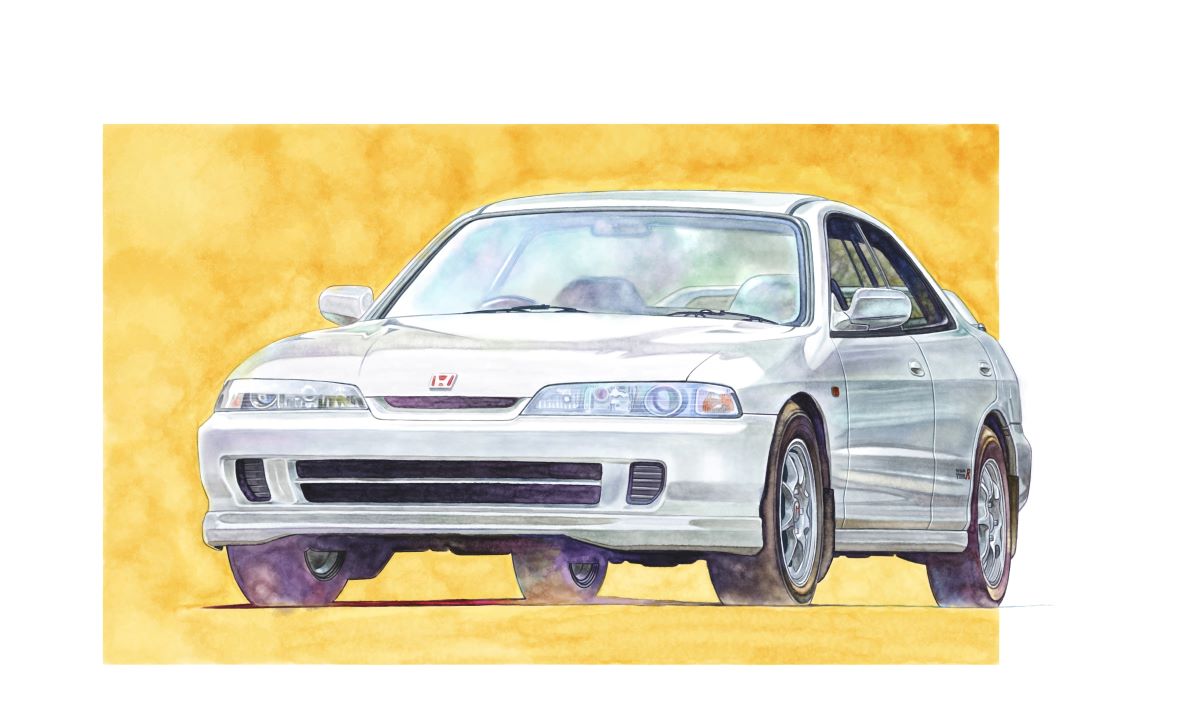 asai_takashi, border, car, ground_vehicle, headlight, honda, honda_integra, motor_vehicle