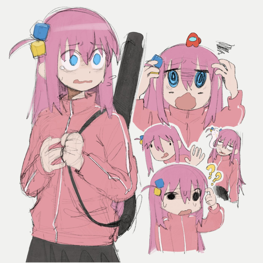 1girl, ?, ??, among_us, bangs, blue_eyes, bocchi_the_rock!, crewmate_(among_us)