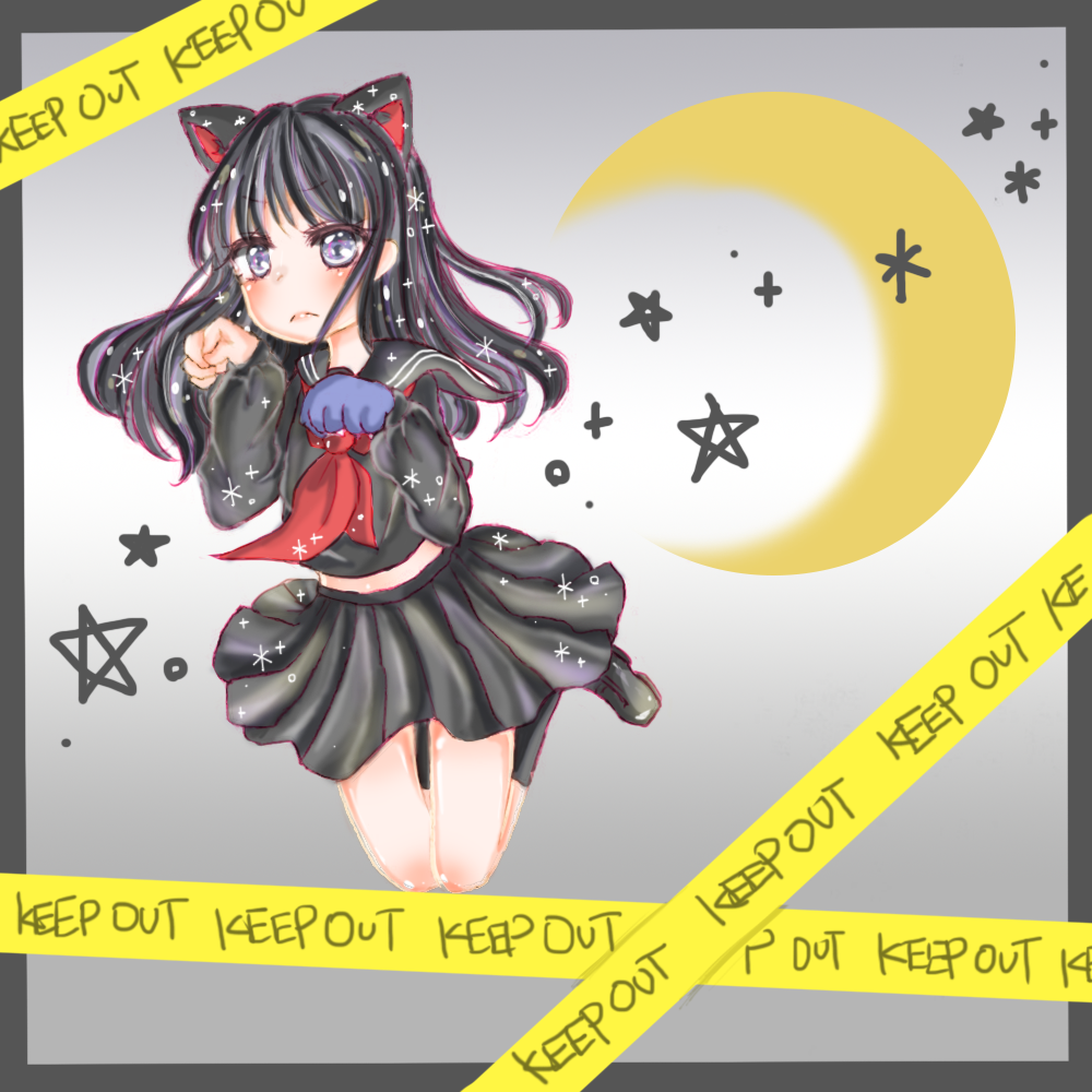 1girl, alternate_hairstyle, animal_ears, artist_request, bangs, black_hair, black_shirt, black_skirt