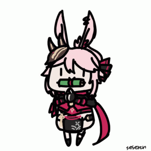 1girl, animal_ears, animated_gif, honkai_(series), honkai_impact, in_mouth, ninja, scroll
