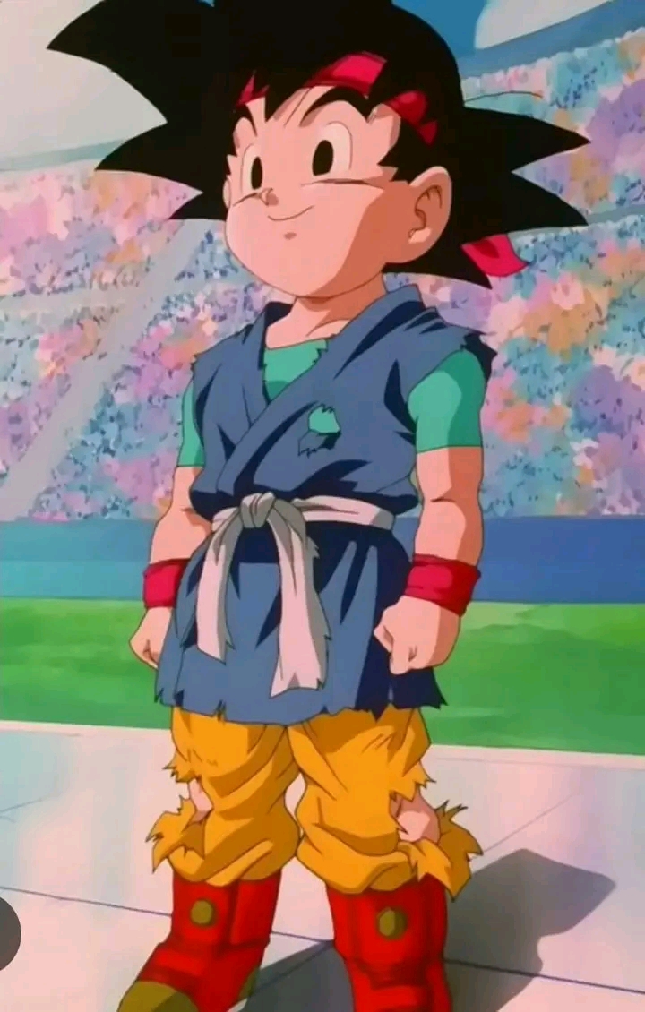 1boy, anime_screencap, armband, black_eyes, black_hair, blue_shirt, boots, dragon_ball