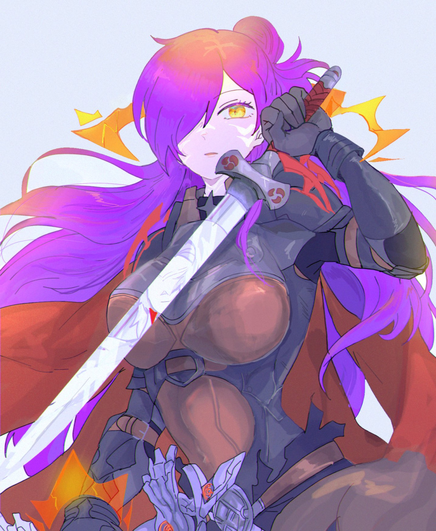 1girl, armor, awakened_shez_(female), black_gloves, breasts, d_kenpis, facial_mark, fire_emblem