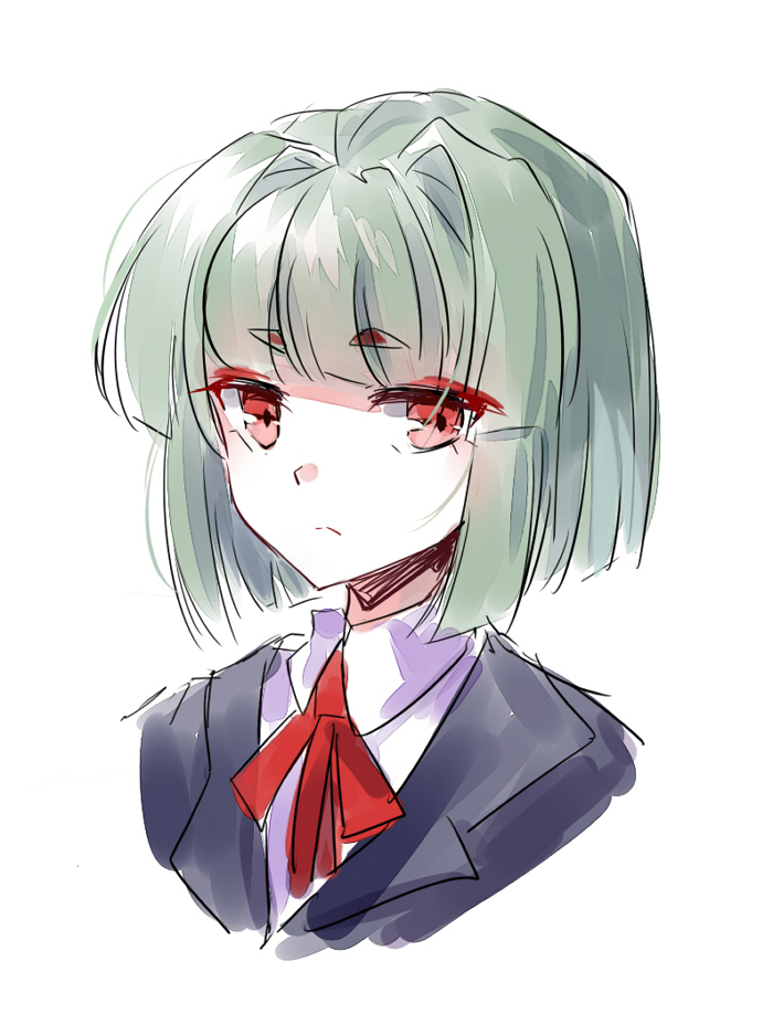 1girl, akinomiya_asuka, alternate_hair_length, alternate_hairstyle, bangs, black_jacket, blunt_bangs, closed_mouth
