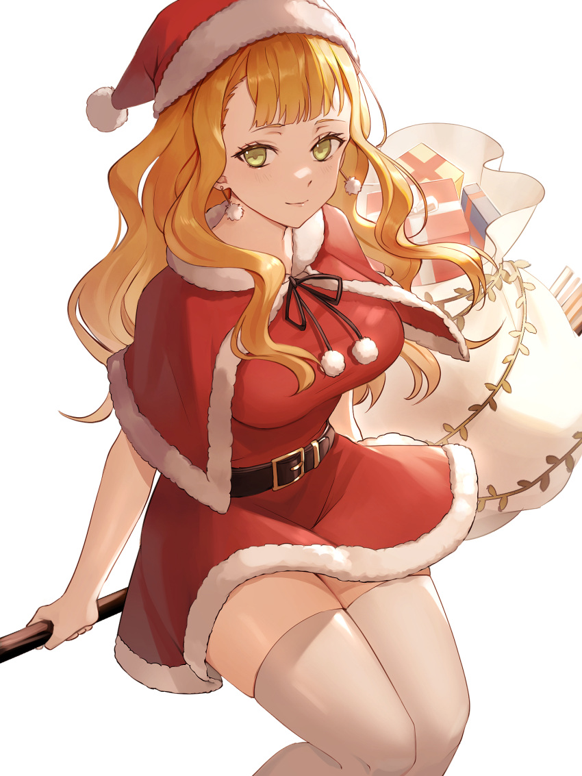 1girl, bangs, belt, black_clover, blunt_bangs, broom, broom_riding, capelet
