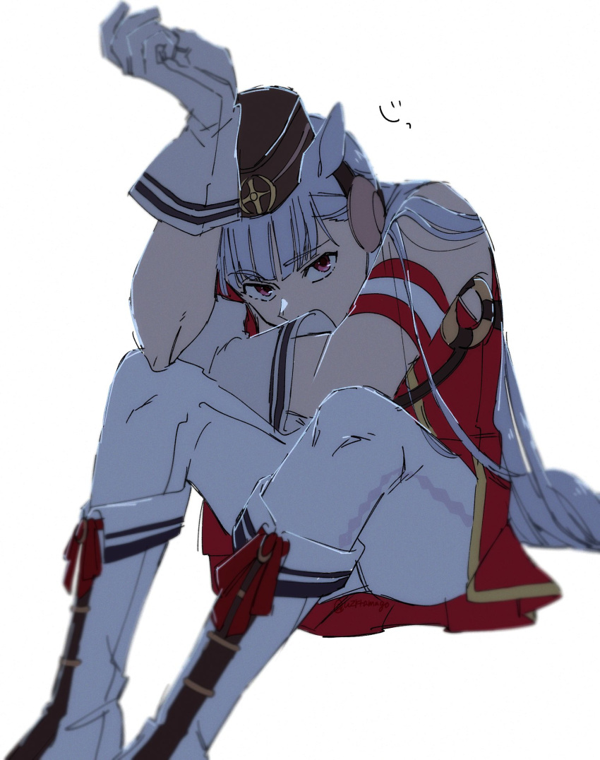 1girl, animal_ears, arm_up, armband, backlighting, boots, covering_mouth, gloves