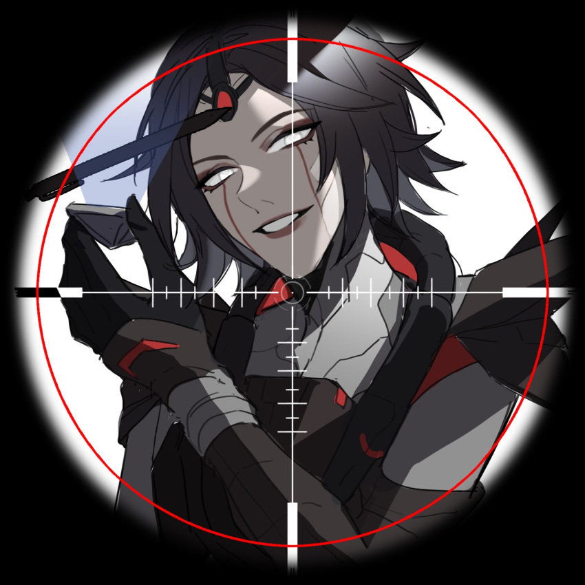 1girl, apex_legends, armor, bangs, black_gloves, black_hair, bodysuit, breastplate