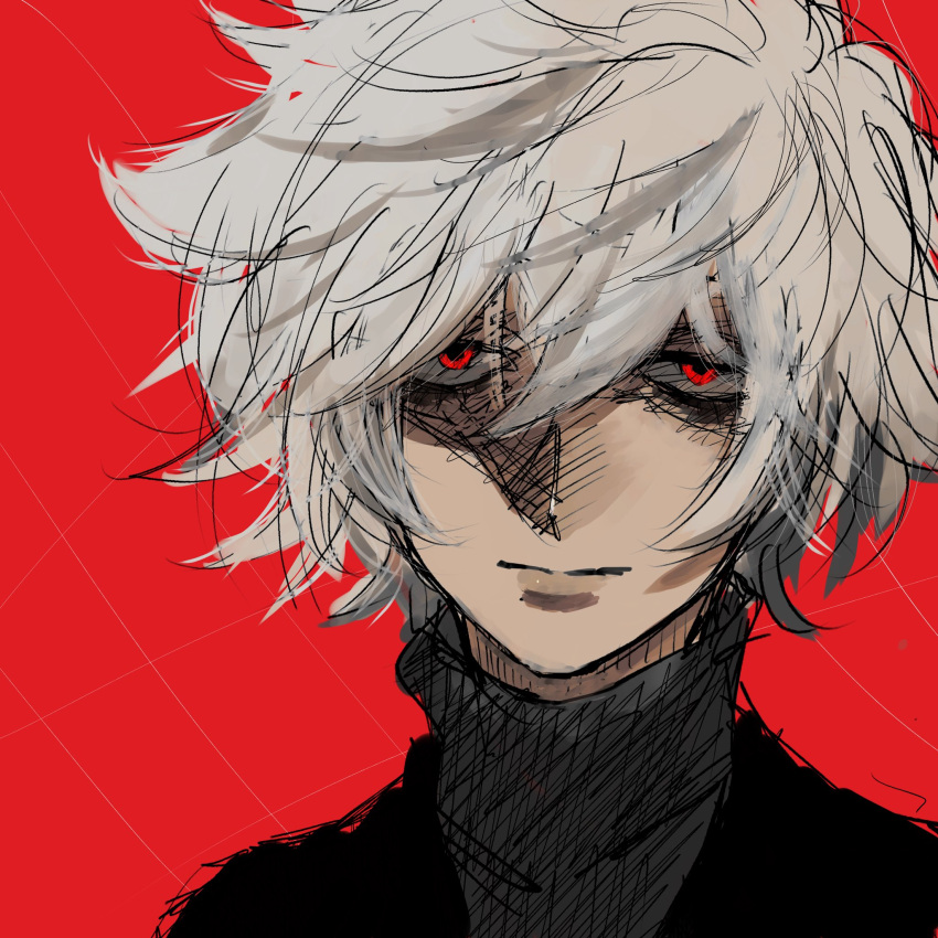 1boy, bangs, black_robe, bonjindaaa, gabimaru, grey_hair, highres, jigokuraku