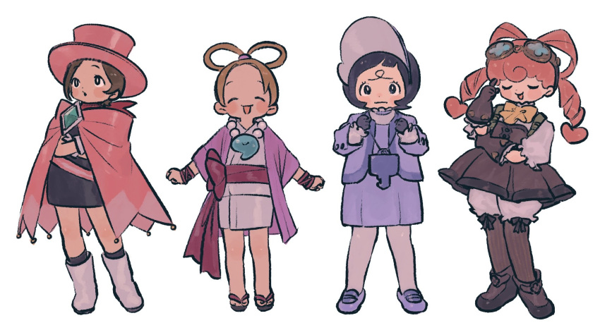 4girls, ace_attorney, apollo_justice:_ace_attorney, bangs, black_eyes, black_footwear, black_hair, blunt_bangs