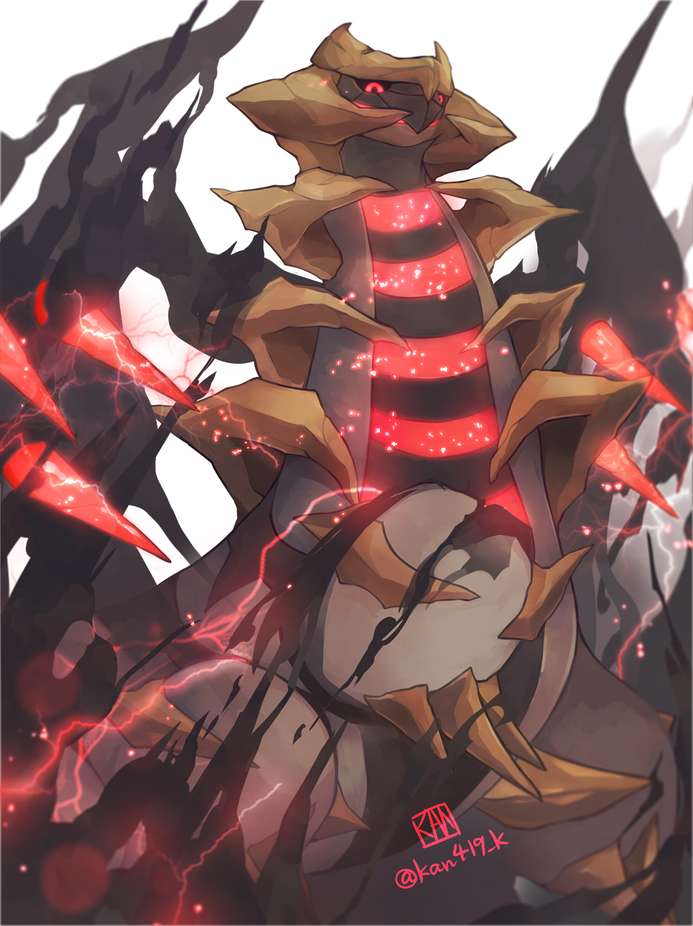 black_sclera, colored_sclera, commentary_request, energy, giratina, giratina_(altered), glowing, glowing_eyes