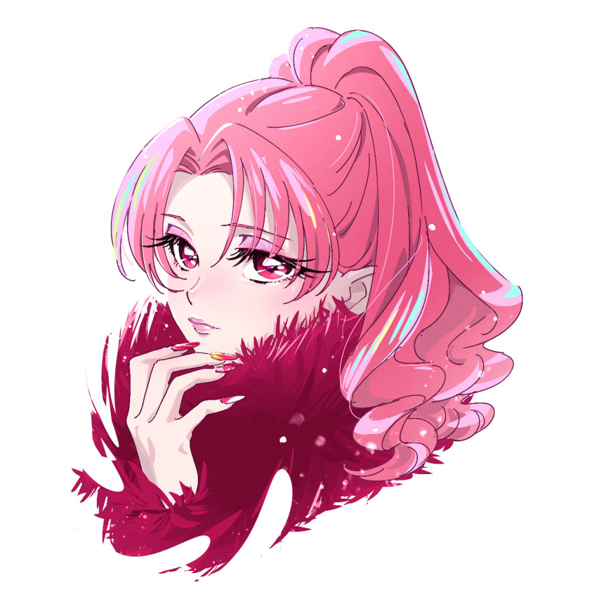 1girl, akagi_towa, bangs, eyeshadow, fur_scarf, go!_princess_precure, high_ponytail, highres