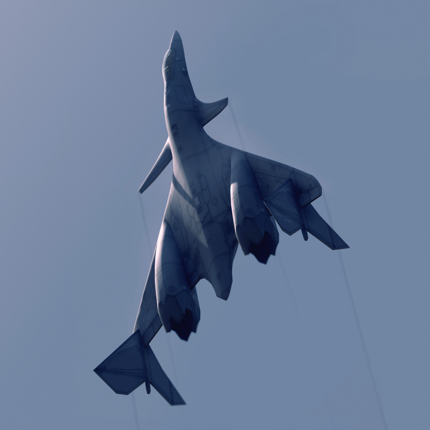 3d, absurdres, aircraft, airplane, contrail, fighter_jet, flying, highres, jet, jet_engine, military, military_vehicle, original, realistic, science_fiction, vehicle_focus, w_a_v_e