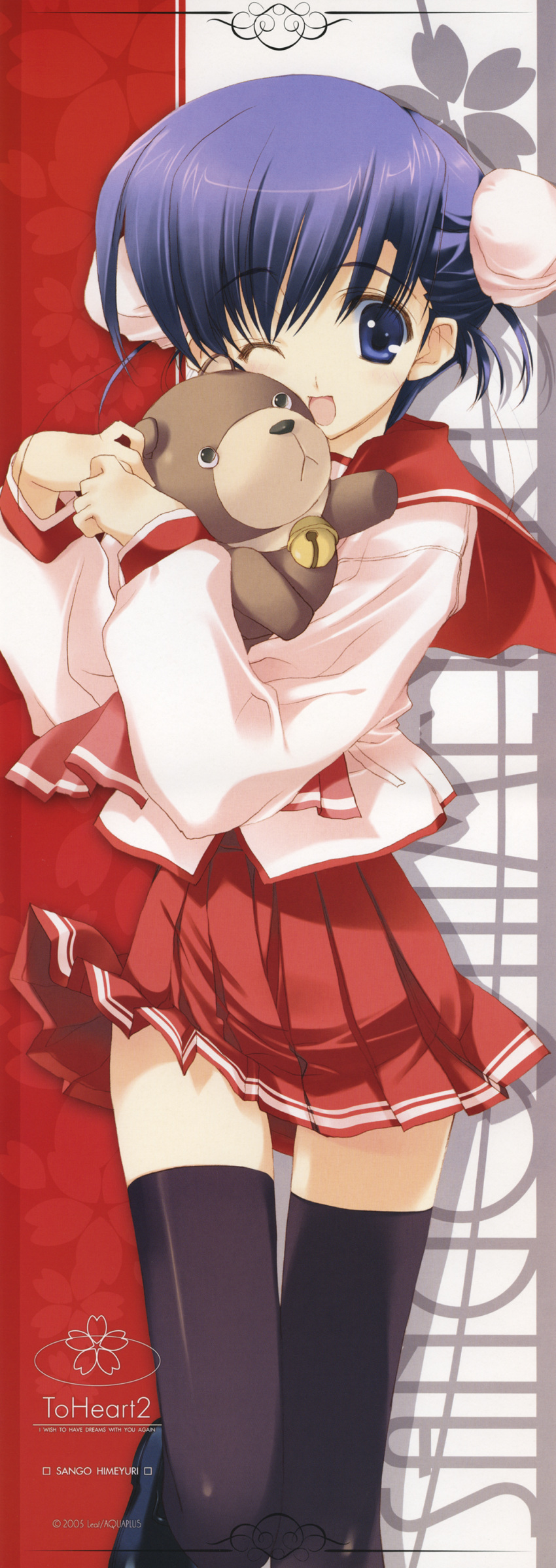 blue_eyes, blue_hair, blush, bun_cover, double_bun, highres, himeyuri_sango, long_image