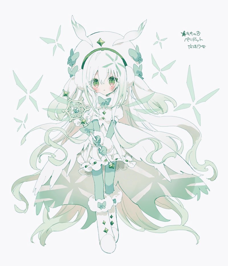 1boy, alternate_color, blush, boots, bow, character_request, dress, gloves