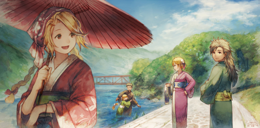 2boys, 3girls, character_request, closed_mouth, cordelia_(saga), cotelier, long_hair, multiple_boys