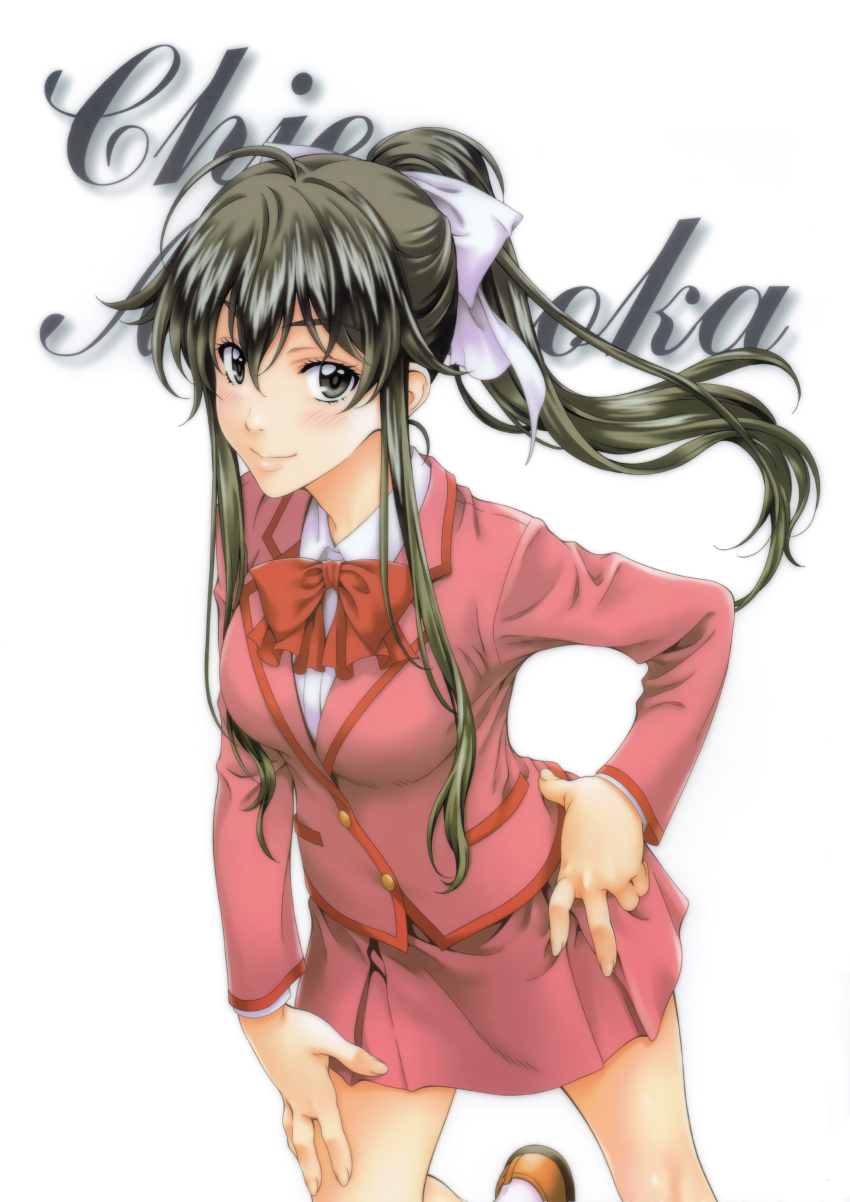 1990s_(style), absurdres, bangs, black_eyes, black_hair, blazer, character_name, cursive