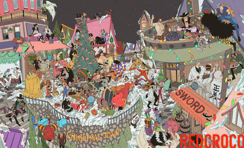 6+boys, 6+girls, artist_name, beer_mug, ben_beckman, black_hair, blonde_hair, blue_hair