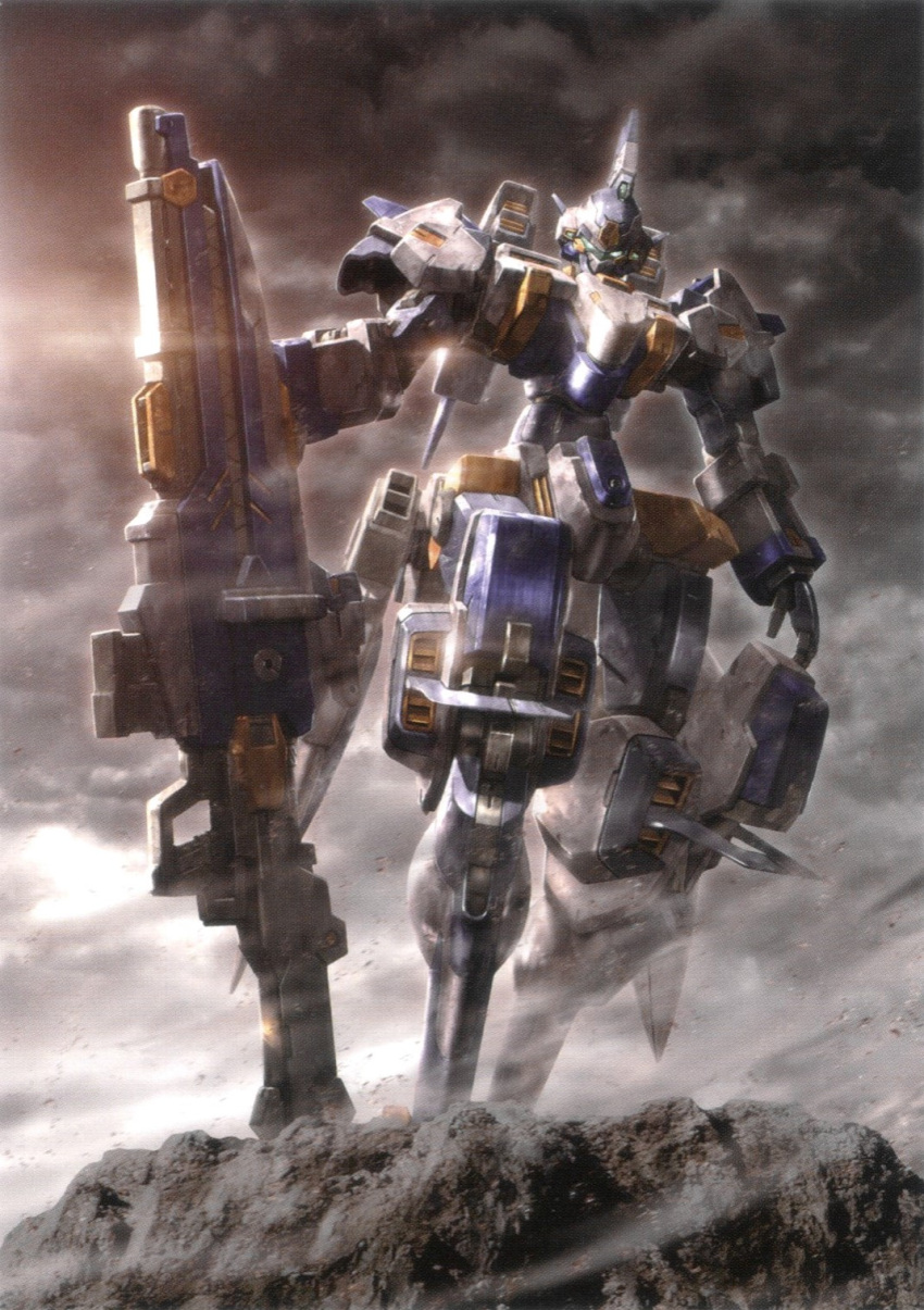 bellzelute, clouds, cloudy_sky, glowing, glowing_eyes, gun, highres, holding