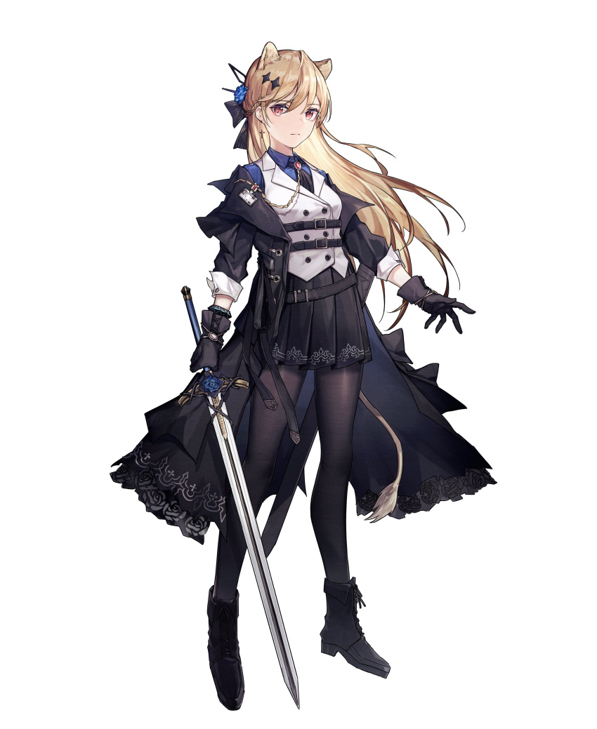 1girl, absurdres, animal_ears, ankle_boots, arknights, bangs, black_coat, black_footwear