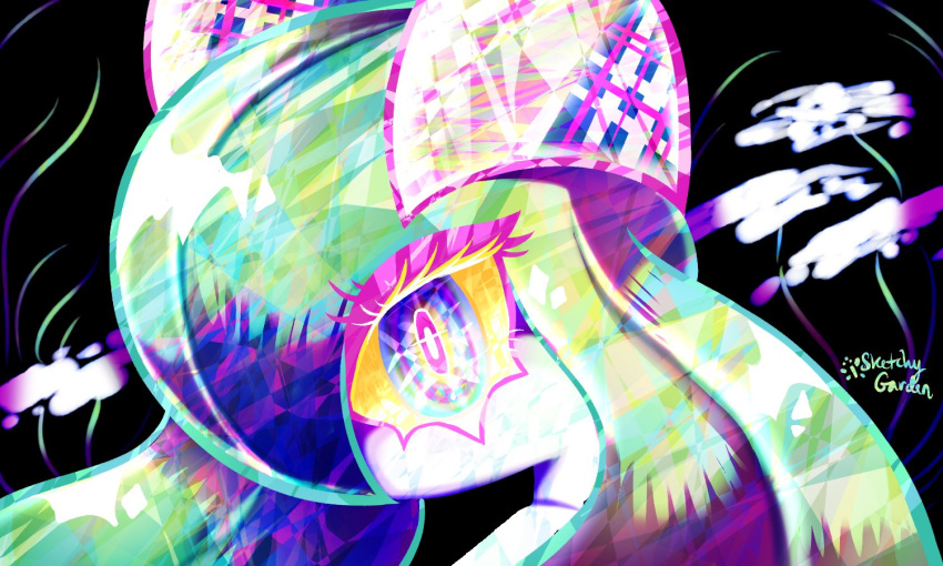 black_background, colored_eyelashes, crystal, flower, hair_between_eyes, horns, kirlia, looking_at_viewer