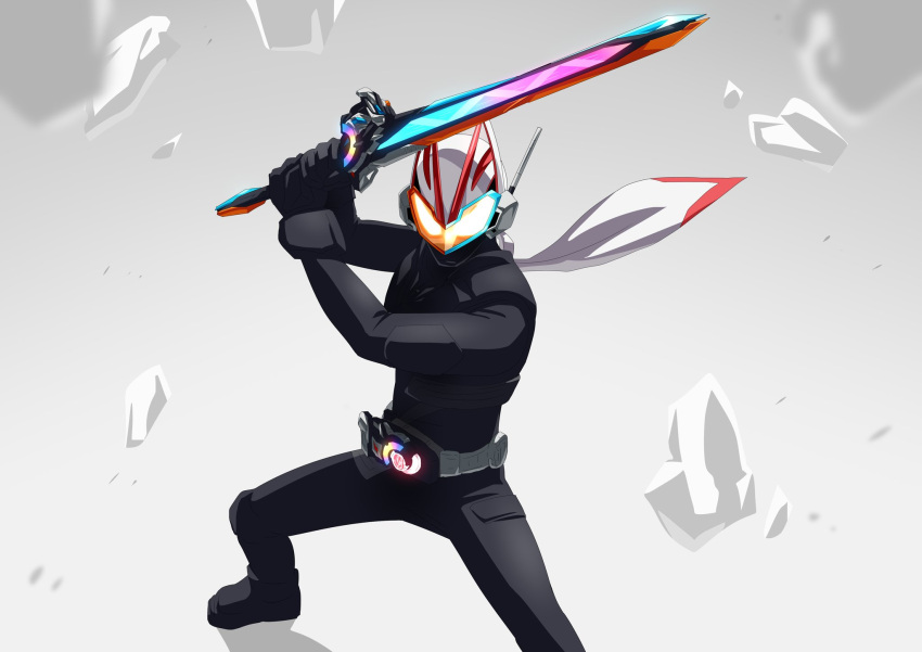 1boy, animal_ears, armor, black_bodysuit, black_eyes, bodysuit, breasts, command_buckle