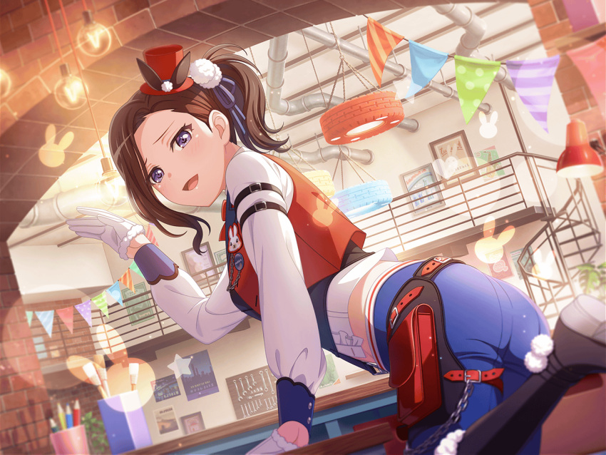bang_dream!, black_eyes, black_hair, blush, jacket, layer_(bang_dream!), ponytail, short_hair