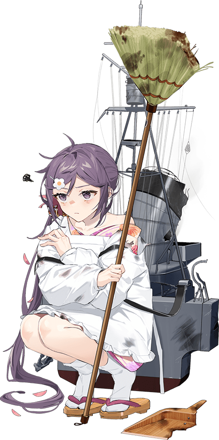 1girl, akebono_(kancolle), akebono_kai_ni_(kancolle), apron, bell, blush, broom, closed_mouth