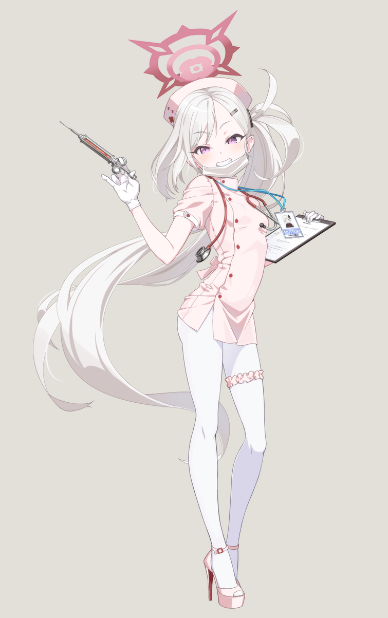 1girl, alternate_costume, bangs, blue_archive, blush, breasts, full_body, gloves