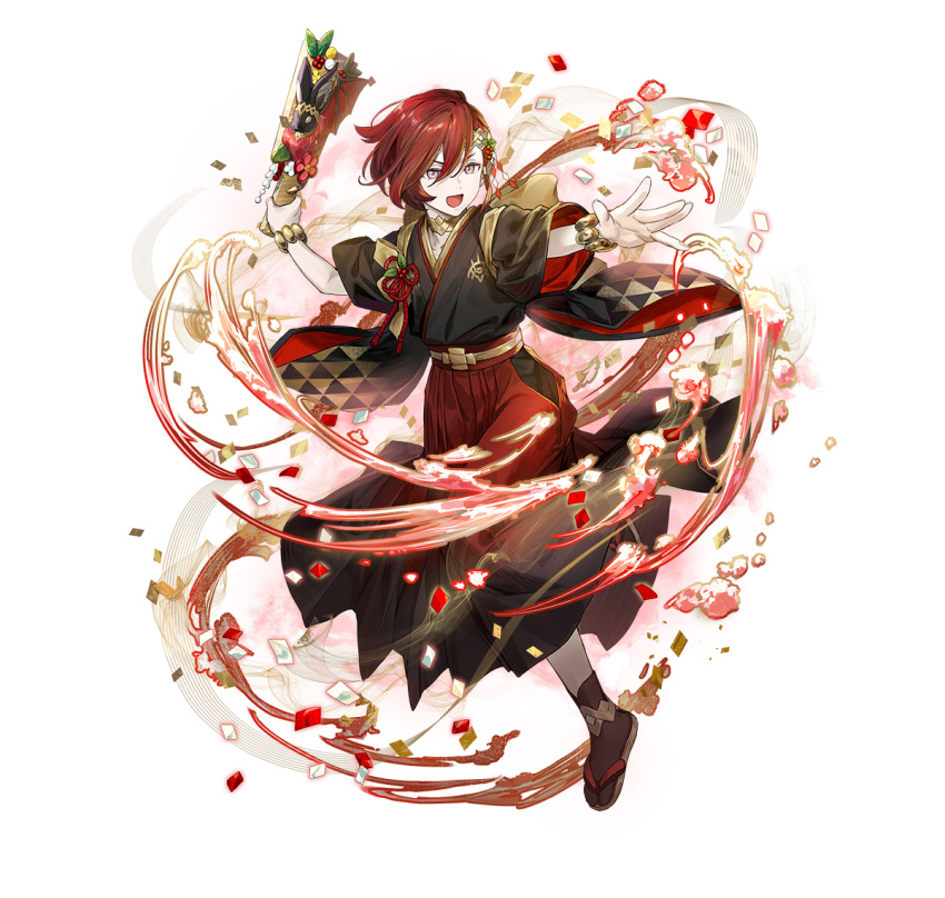 1boy, animal_ears, bat_ears, elm_(fire_emblem), fire_emblem, fire_emblem_heroes, hair_over_one_eye, japanese_clothes