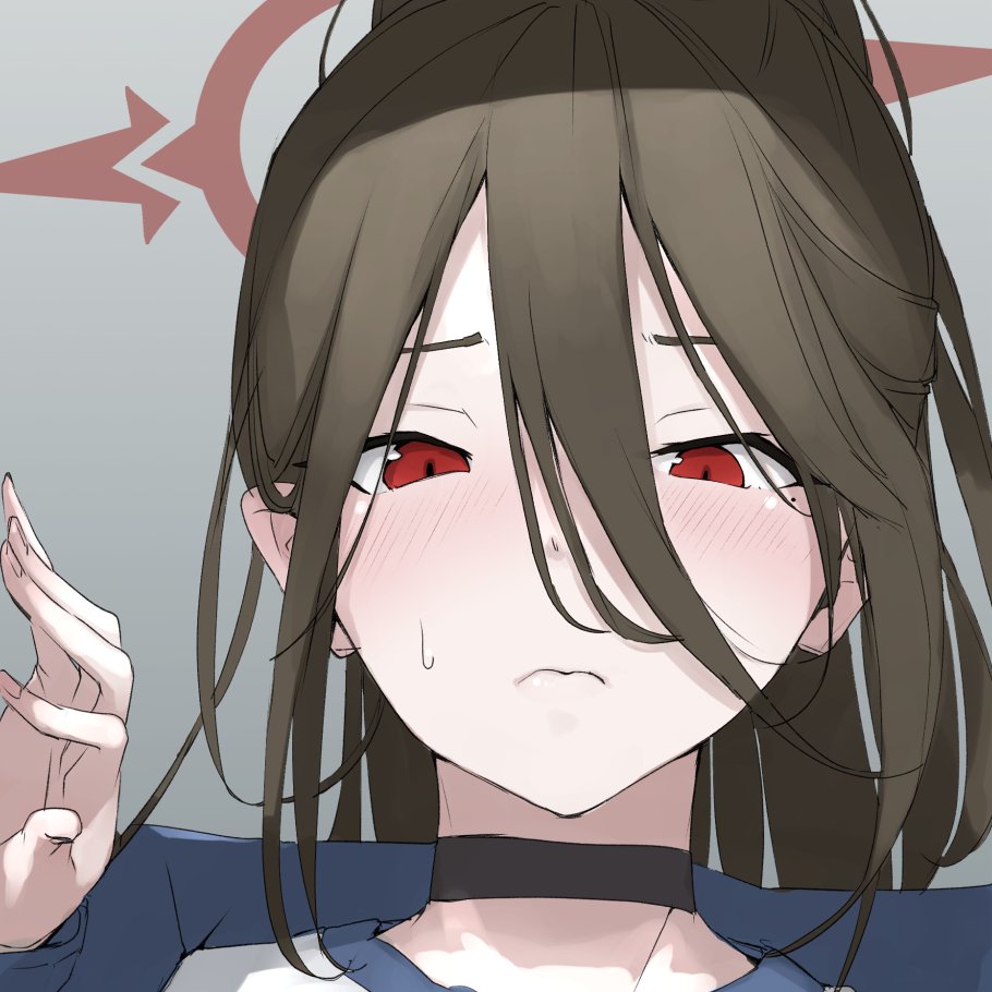 1girl, bangs, black_choker, black_hair, blue_archive, blush, choker, closed_mouth