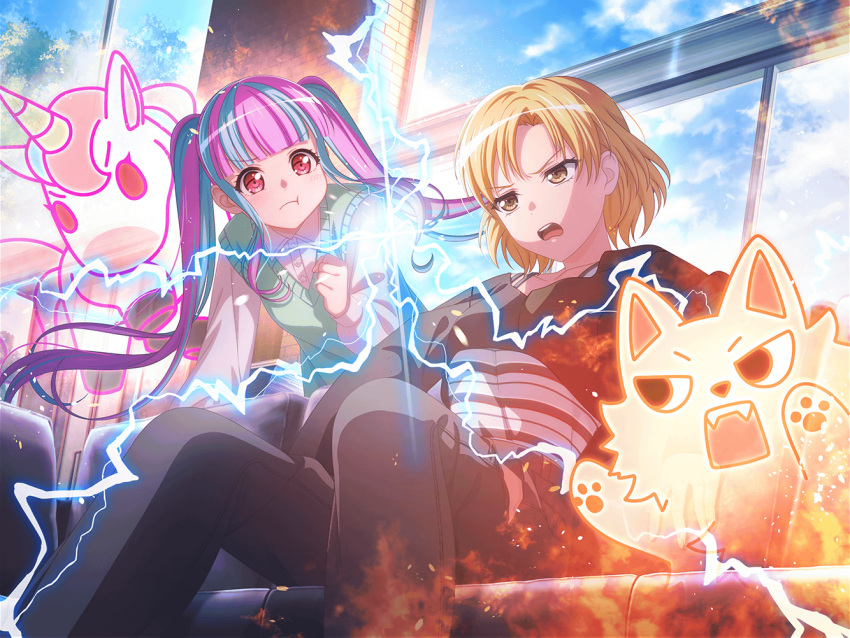 bang_dream!, blonde_hair, jacket, masking_(bang_dream!), nyubara_reona, official_art, pareo_(bang_dream!), satou_masuki