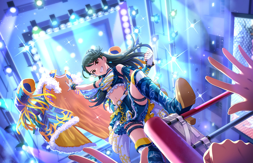 black_eyes, black_hair, dress, idolmaster_cinderella_girls_starlight_stage, kirino_aya, long_hair, smile