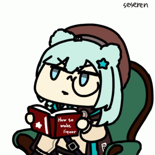 1girl, animated_gif, arknights, bear_ears, book, istina_(arknights), monocle, seseren, short_hair, tom_reading_the_newspaper