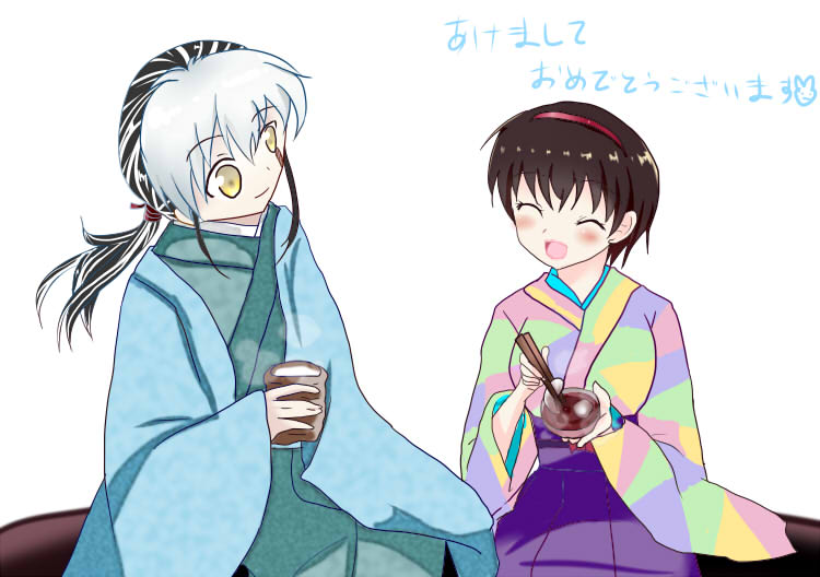 1boy, 1girl, black_hair, couple, female, male, mao_(mao), mao_(takahashi_rumiko)