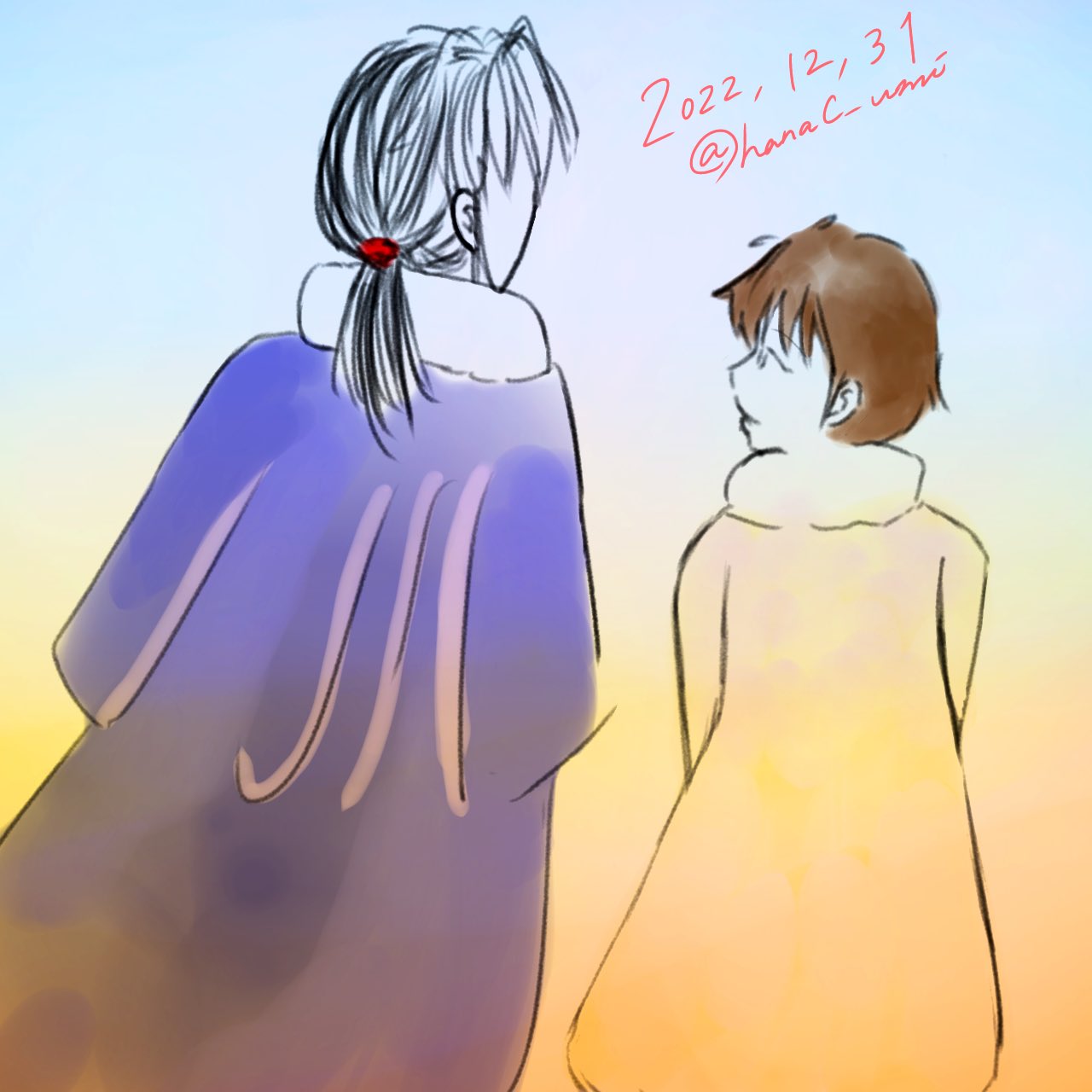 1boy, 1girl, couple, female, male, mao_(mao), mao_(takahashi_rumiko), nanoka_kiba