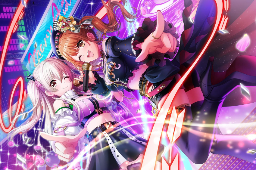 blush, brown_eyes, brown_hair, d4dj, jacket, long_hair, seto_rika, shinomiya_kokoa