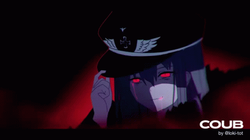 animated_gif, evil_grin, evil_smile, gesugao, girls_frontline, grin, hk416_(girls_frontline), m1903_springfield_(girls_frontline)