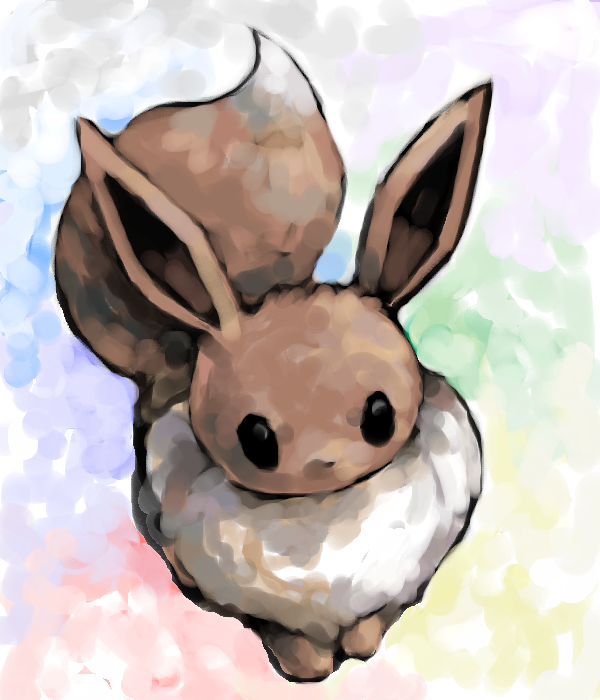 black_eyes, black_fur, brown_fur, brown_tail, eevee, english_commentary, full_body, fur