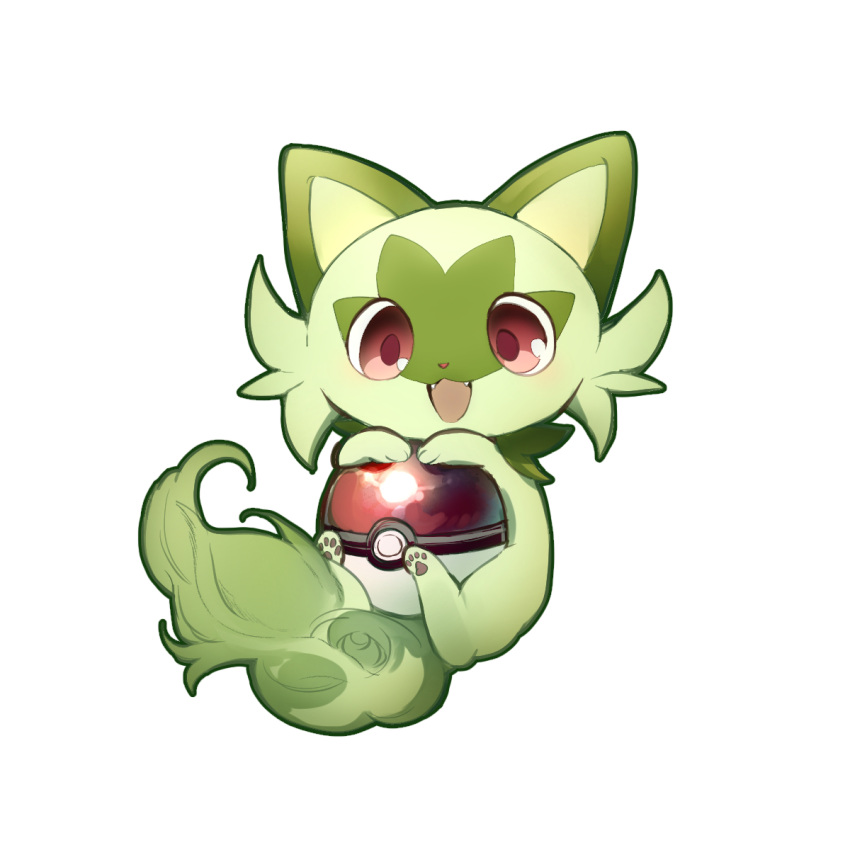 :d, cat, cyawa, fangs, full_body, pawpads, poke_ball, poke_ball_(basic)