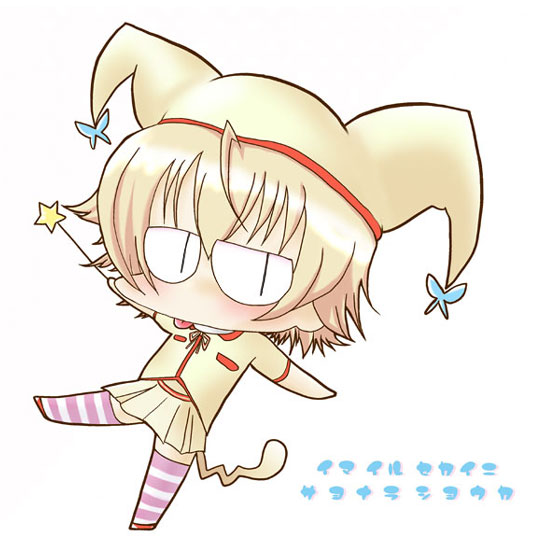:p, blonde_hair, chibi, nekoko, skirt, tagme, tongue, yume_miru_kusuri