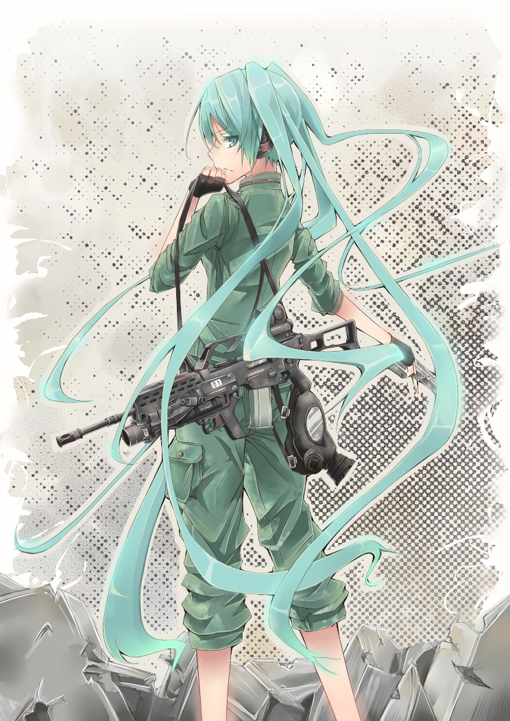 ag36, aqua_eyes, aqua_hair, assault_rifle, bad_id, eida@renshuuchuu, g36, gas_mask