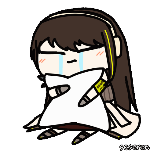1girl, animated_gif, crying, girls_frontline, hugging_pillow, long_hair, m4a1_(girls_frontline), pillow, seseren, streaked_hair, tears
