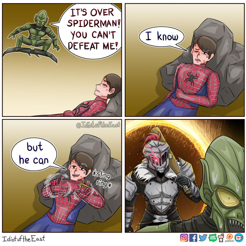 2koma, 4koma, goblin_slayer, goblin_slayer!, green_goblin, idiotoftheeast, multiple_boys, spider-man