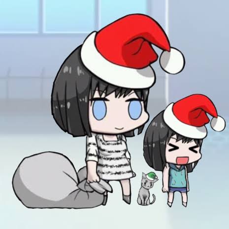 >_<, emergence, emergence_(shindol), mother_and_daughter, multiple_girls, padoru_(meme), short_hair, yoshida_saki