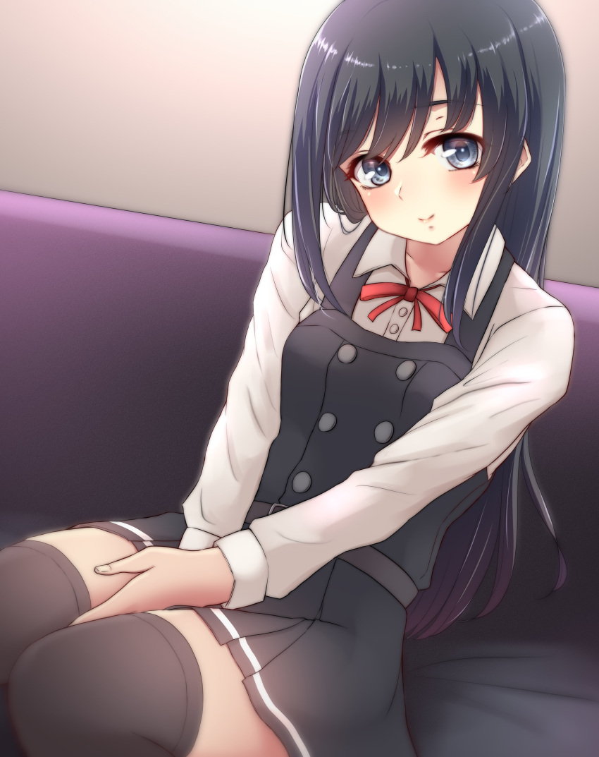 1girl, absurdres, asashio_(kancolle), asashio_(kantai_collection), asashio_kai_ni_(kancolle), belt, black_hair, blue_eyes